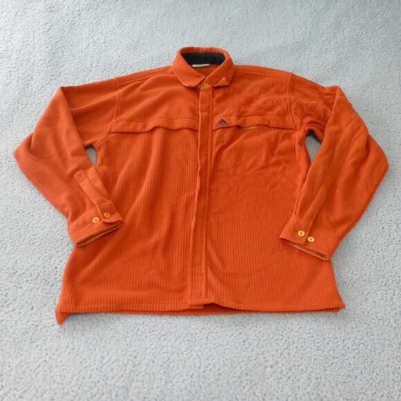 Adidas Shirt Mens Medium Orange Button Up Flannel Shacket Outdoor - Picture 1 of 10